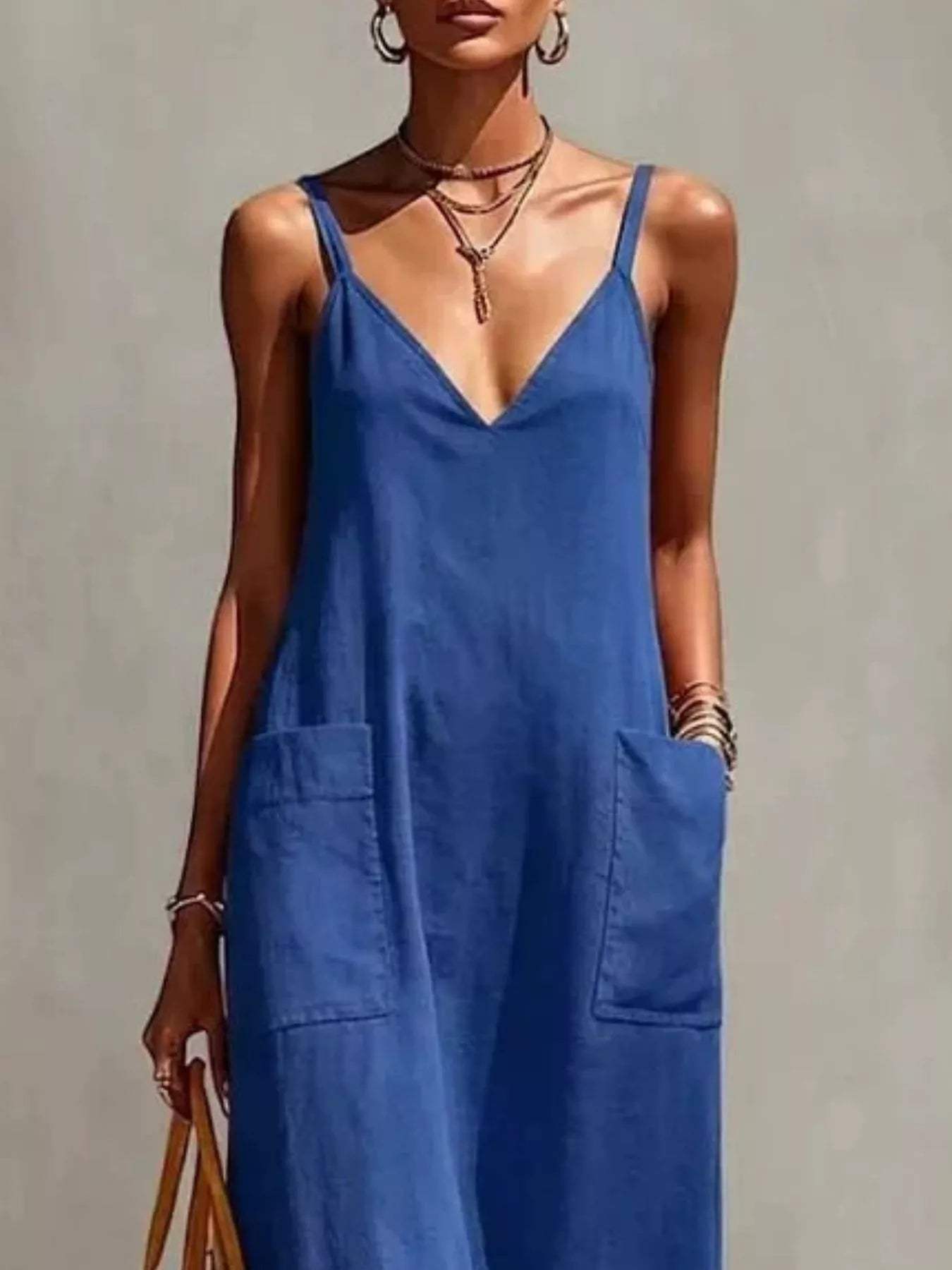 Full Size Fringe V-Neck Spaghetti Strap Dress Plus Size - Trendsi - Flyclothing LLC