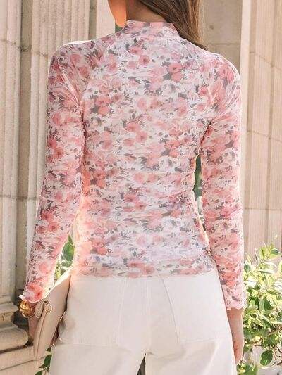 Lovelet Mock Neck Long Sleeve Top - Trendsi - Flyclothing LLC