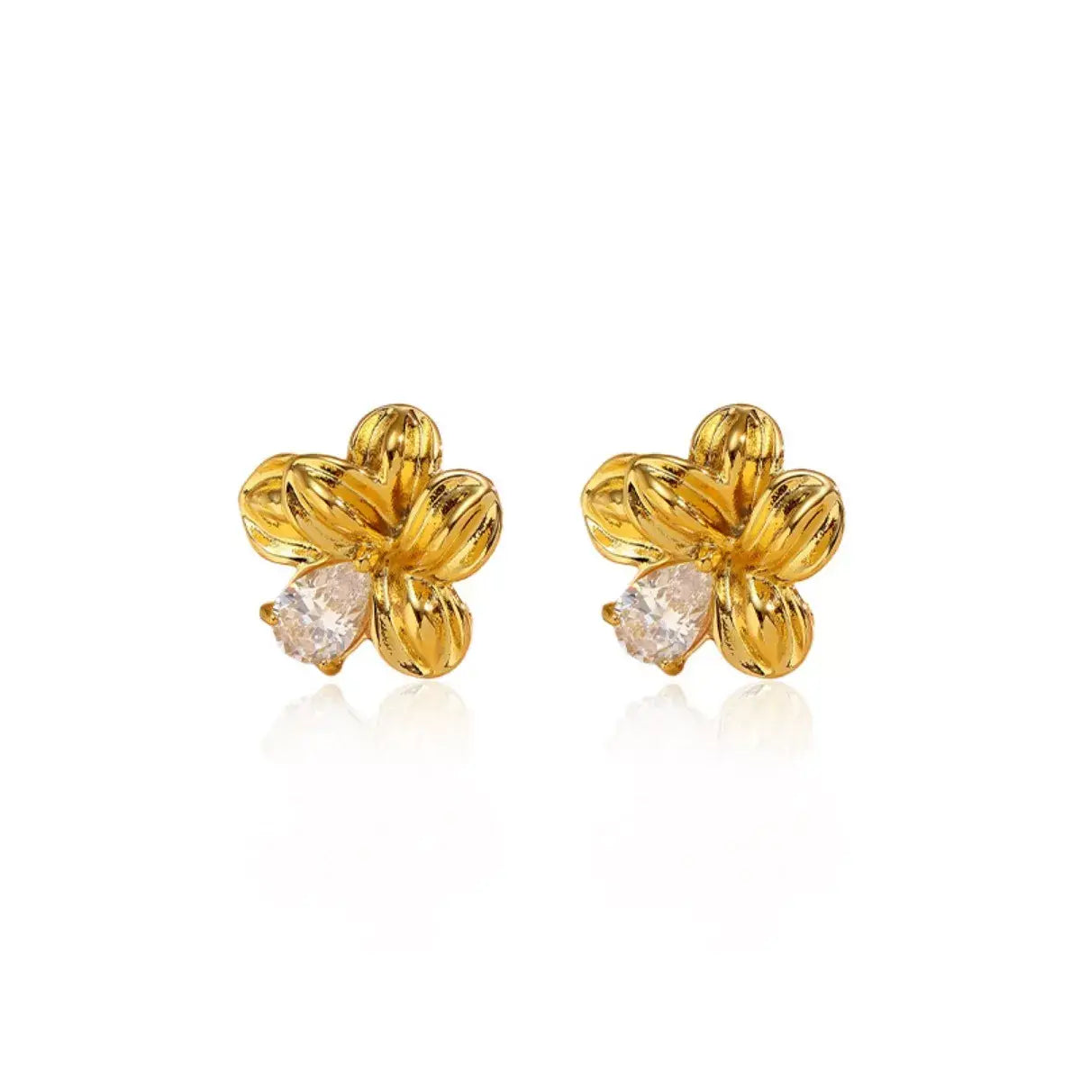 18K Gold-Plated Flower Stud Earrings - Trendsi - Flyclothing LLC