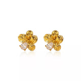 18K Gold-Plated Flower Stud Earrings - Trendsi - Flyclothing LLC
