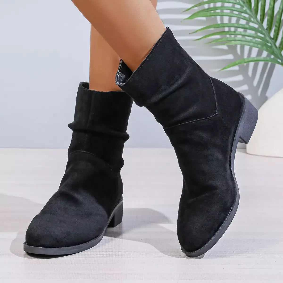 Point Toe Block Heels Boots - Trendsi - Flyclothing LLC