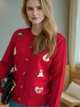 Button Up Round Neck Long Sleeve Cardigan - Trendsi - Flyclothing LLC