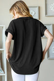 Heimish Full Size Front Pocket Short Sleeve Ribbed Top - Trendsi