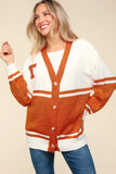 Haptics Full Size V Neck Button Down Letter Patch Cardigan - Trendsi - Flyclothing LLC