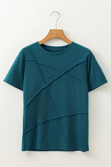 Round Neck Short Sleeve T-Shirt - Trendsi - Flyclothing LLC