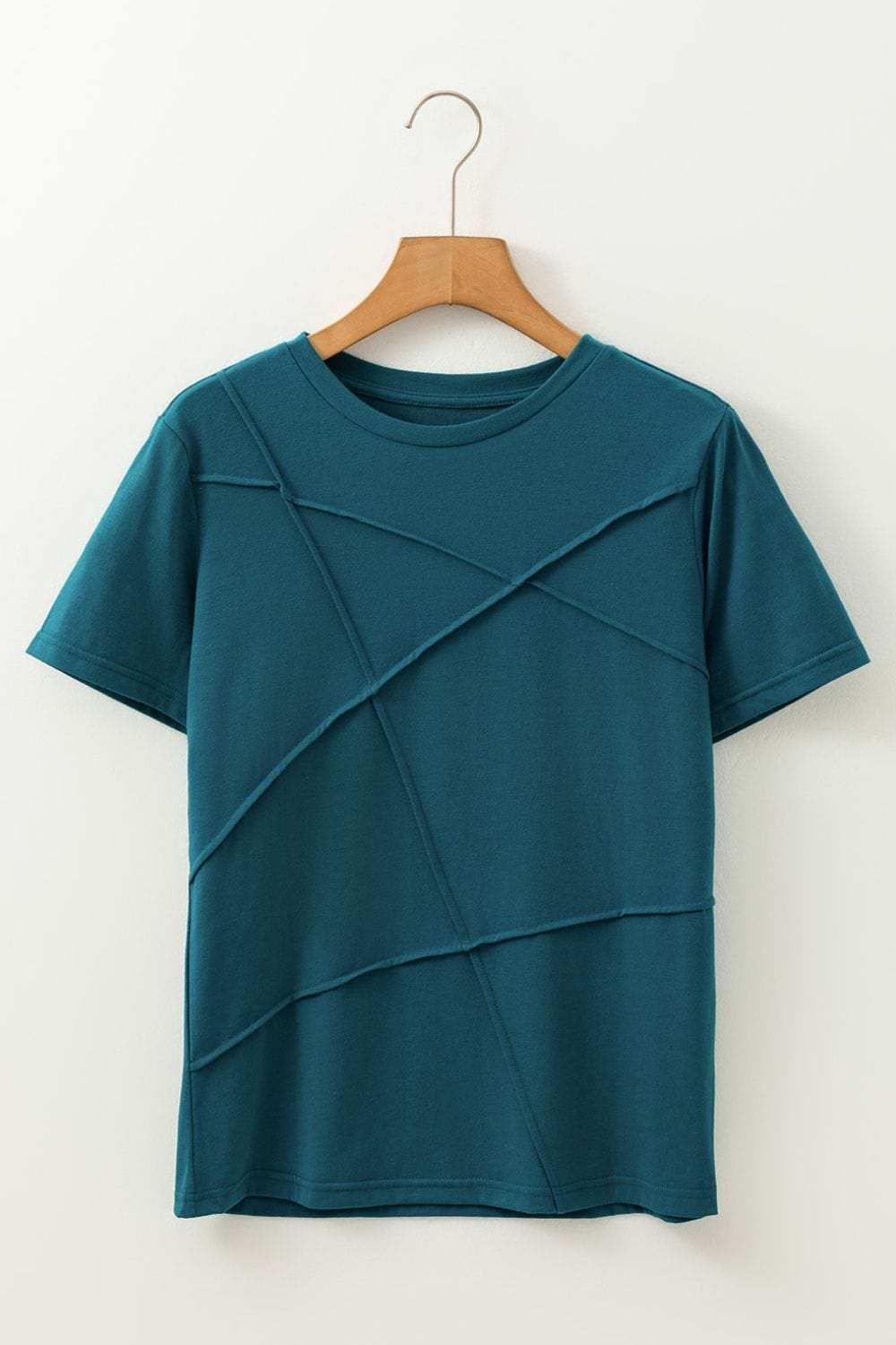 Round Neck Short Sleeve T-Shirt - Trendsi - Flyclothing LLC