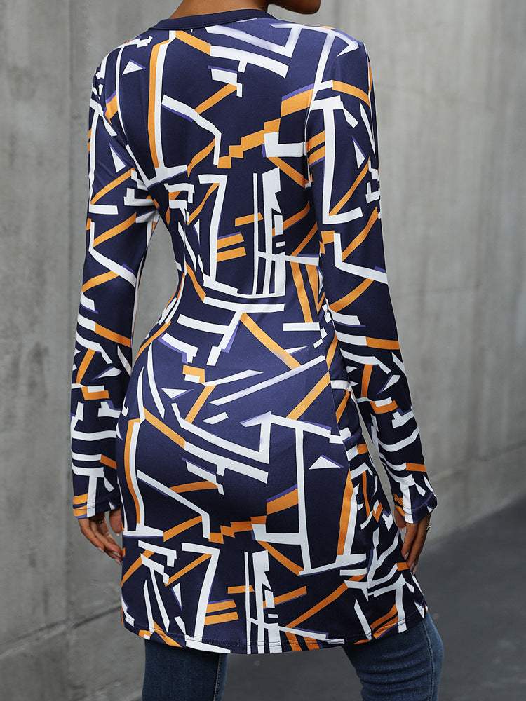 Geometric Surplice Long Sleeve T-Shirt - Trendsi - Flyclothing LLC