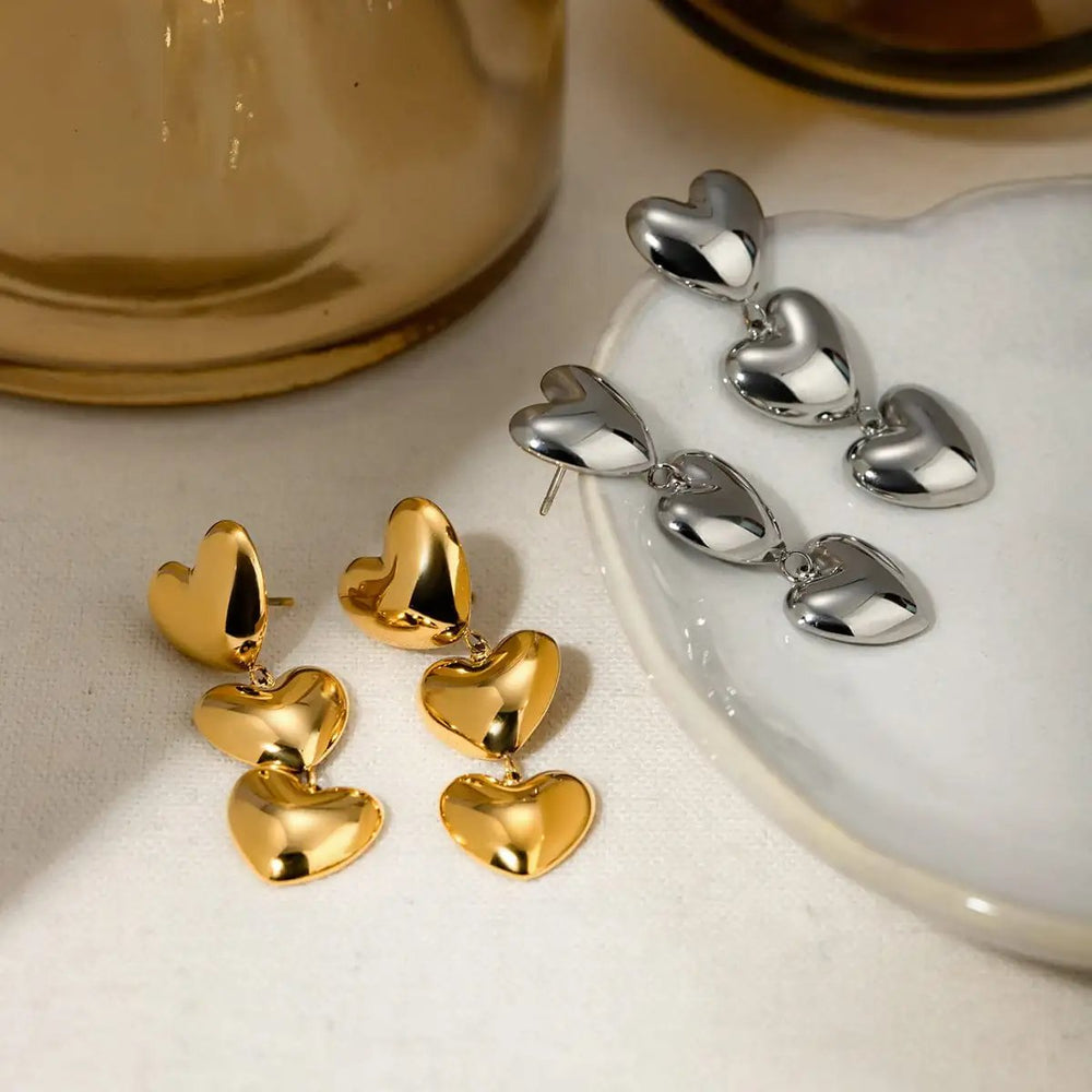 Stainless Steel Heart Earrings - Trendsi