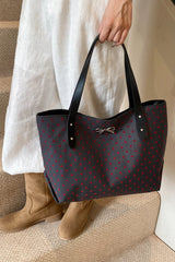 Polyester Bow Polka Dot Tote Bag - Trendsi