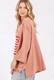 SAGE + FIG Full Size American Flag Patch Drop Shoulder T-Shirt - Trendsi