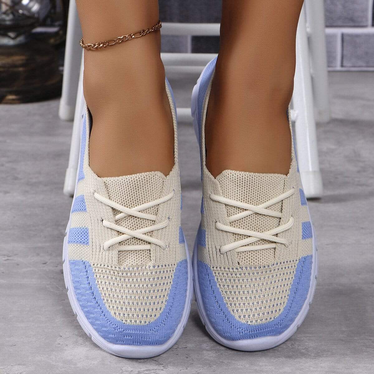 Mesh Contrast Flat Slip-Ons - Trendsi - Flyclothing LLC