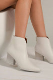 Beast Fashion PU Leather Block Heel Boots with Back Zippers - Trendsi