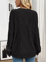 Cable Knit Round Neck Sweater - Trendsi - Flyclothing LLC