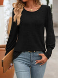 Decorative Button Round Neck Long Sleeve T-Shirt - Trendsi - Flyclothing LLC