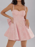 Satin Mini Cami Dress with Bow - Trendsi