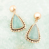 Begondor Blue Amazonite Golden Post Drop Earrings