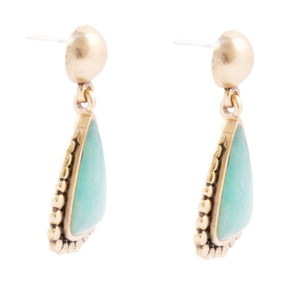 Begondor Blue Amazonite Golden Post Drop Earrings - Barse Jewelry - Flyclothing LLC
