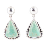 Begondor Green Turquoise Sterling Silver Post Drop Earrings