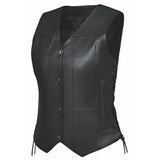 Belle - Ladies 10 Pocket Leather Vest - Unik Just for Bikers - Flyclothing LLC