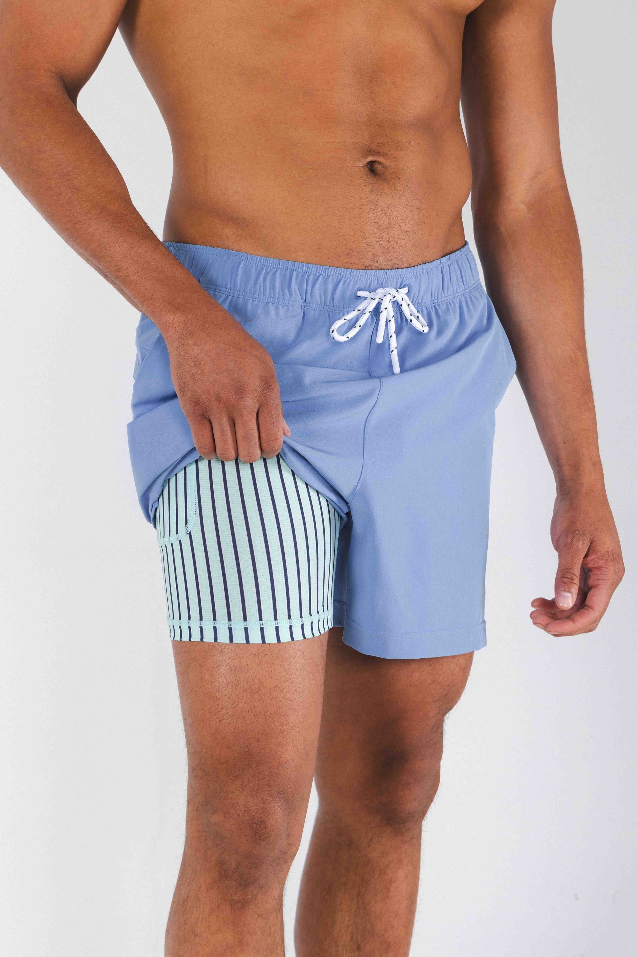 The Belly Flop | Blue and Green Ball Hammock® Pouch 5" Swim Trunks - Shinesty - Flyclothing LLC