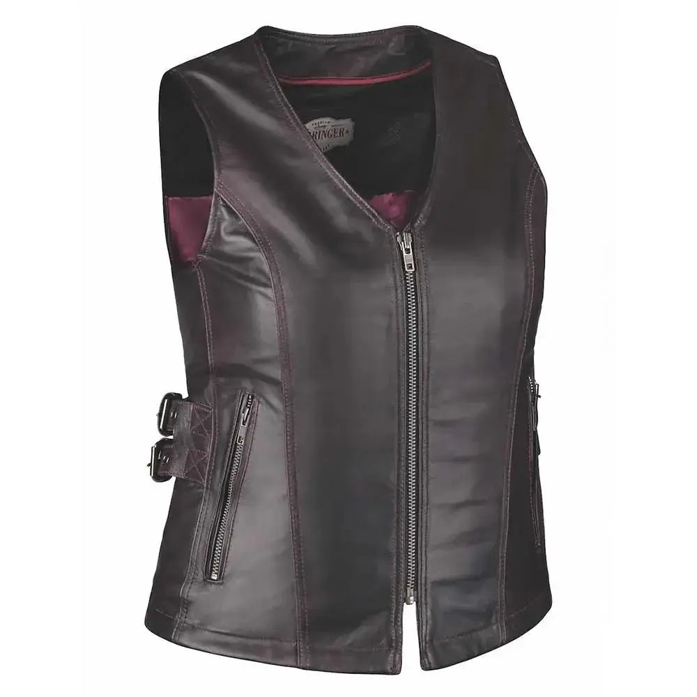 Betty- Ladies Premium Leather Vest - Unik Just for Bikers - Flyclothing LLC