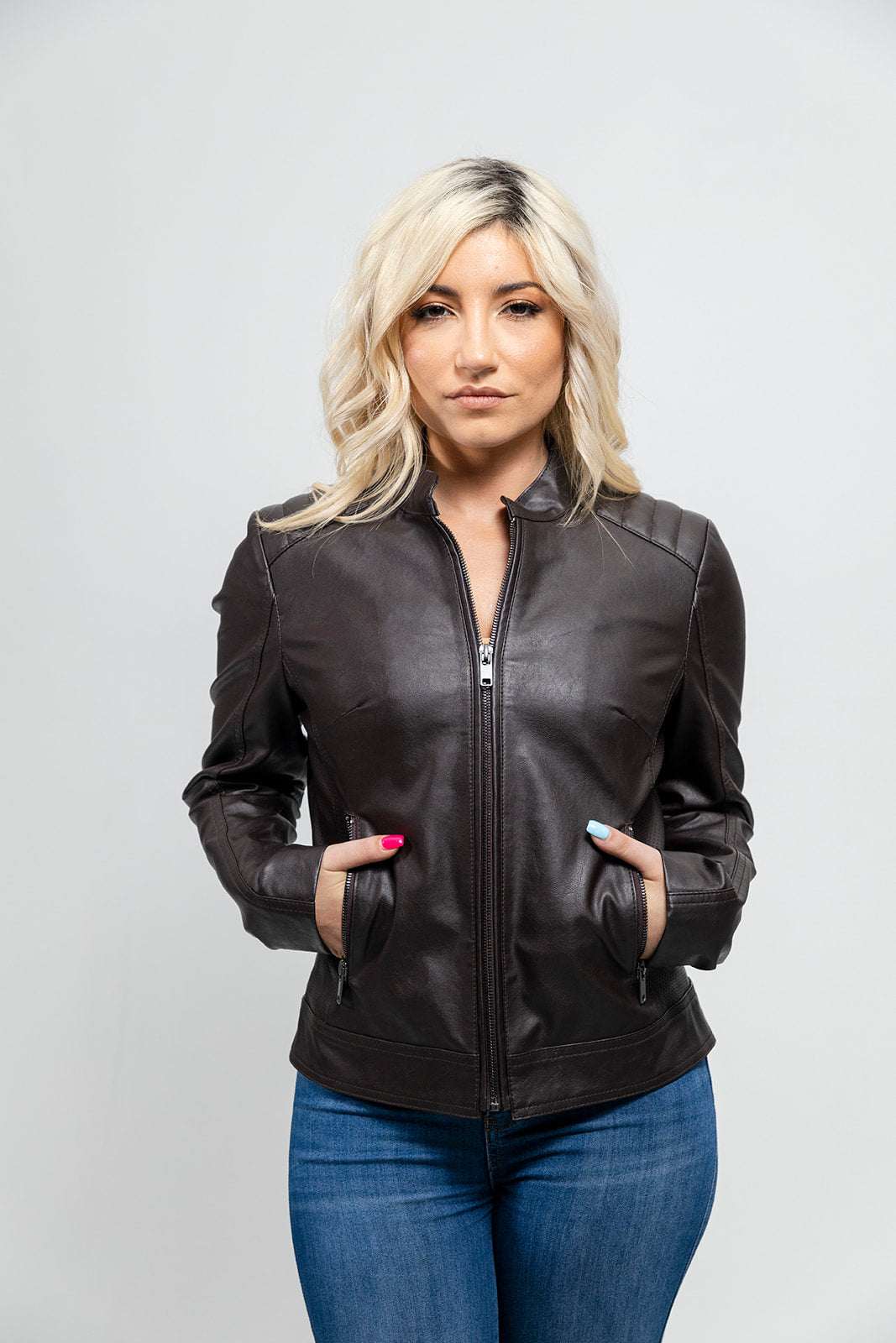 Beverly Women's Perforated Faux Leather Scooter Jacket