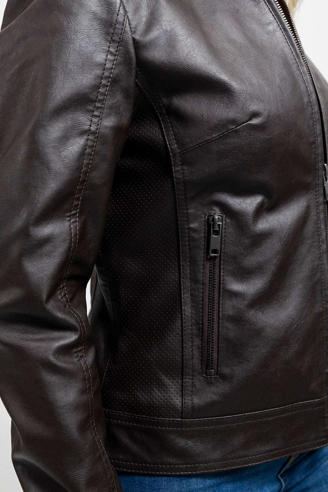 Beverly Women's Perforated Faux Leather Scooter Jacket