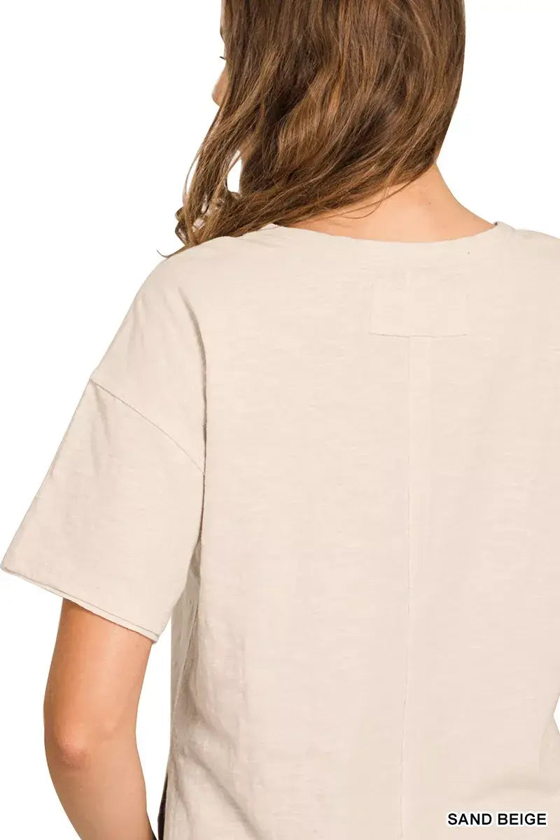 Zenana Cotton Slub Short Sleeve Tee - Trendsi - Flyclothing LLC