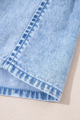 Bow Detail Spaghetti Straps Ruffle Hem Denim Dress - Trendsi - Flyclothing LLC