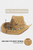 Fame Turquoise and Shell Star Beads Strap Western Straw Hat - Trendsi - Flyclothing LLC