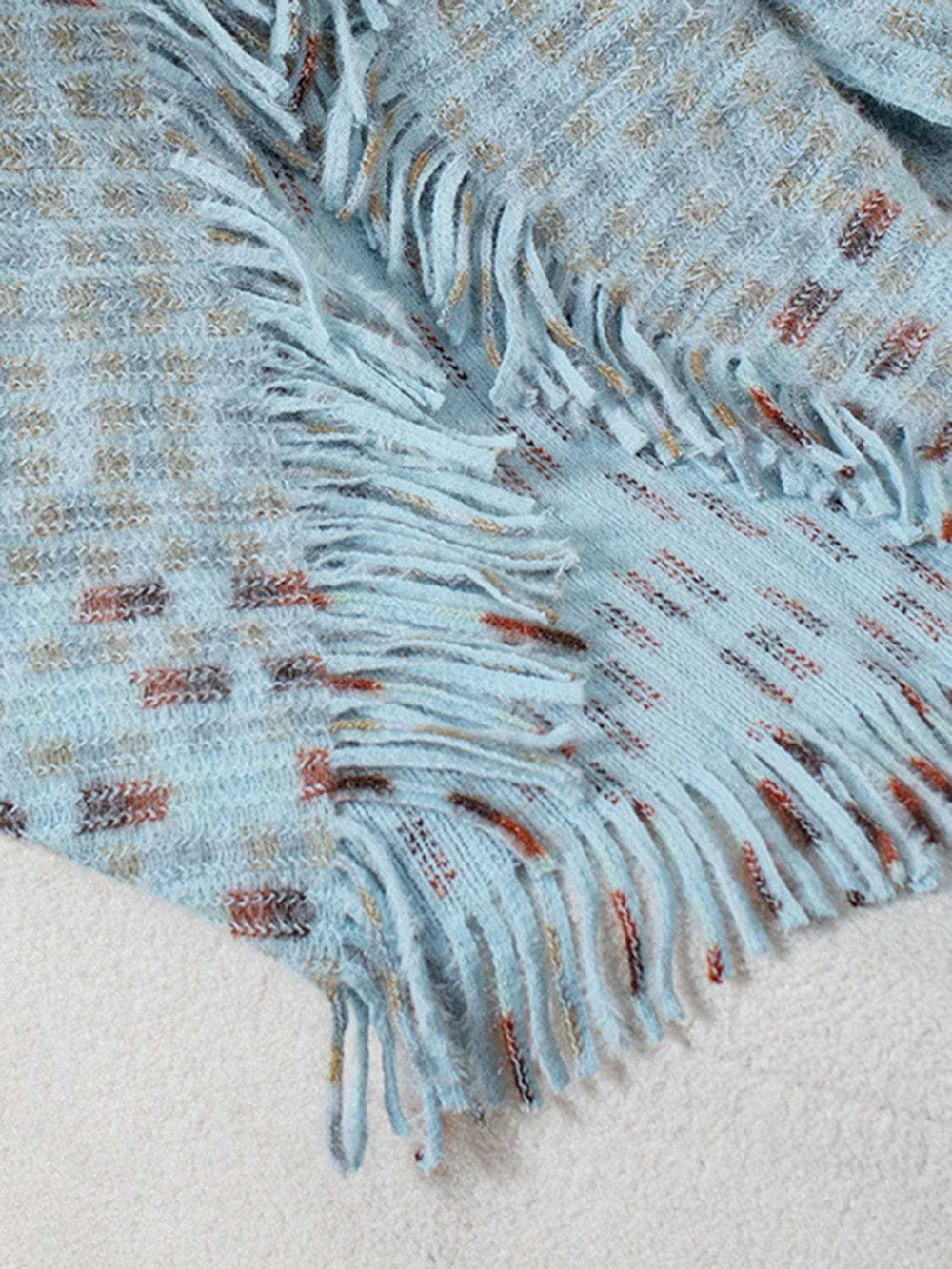 Fringe Open Front Half Sleeve Poncho - Trendsi - Flyclothing LLC