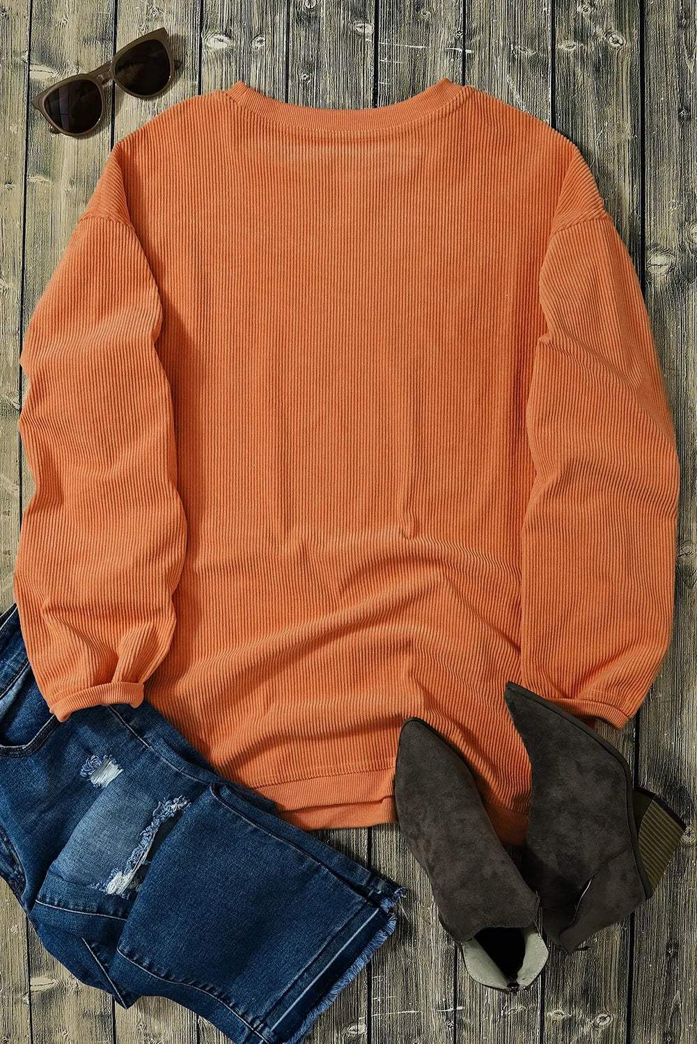 Letter Graphic Round Neck Long Sleeve Sweatshirt - Trendsi - Flyclothing LLC