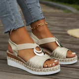 Peep Toe Wedge Sandals - Trendsi - Flyclothing LLC