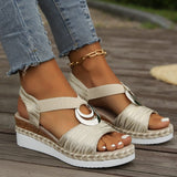 Peep Toe Wedge Sandals - Trendsi