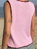 Contrast Trim Knitted Sweater Vest - Trendsi - Flyclothing LLC