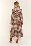 And the Why Plaid Tiered Midi Shirt Dress - Trendsi - Flyclothing LLC