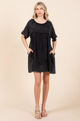 Culture Code Full Size Short Sleeve Babydoll Texture Dress with Pockets - Trendsi