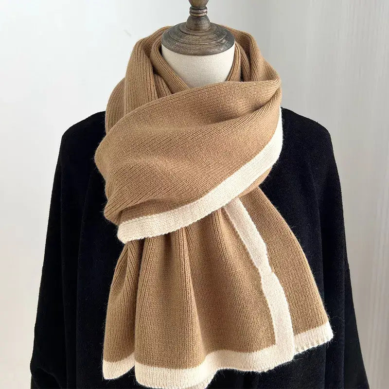Contrast Trim Winter Scarf - Trendsi - Flyclothing LLC