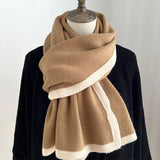 Contrast Trim Winter Scarf - Trendsi - Flyclothing LLC