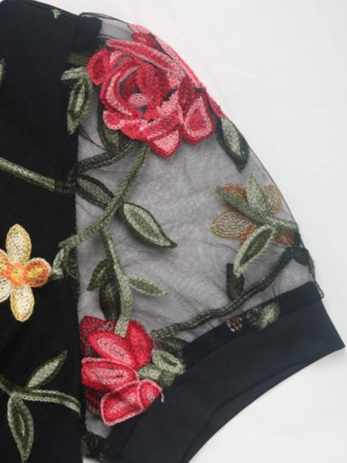 Perfee Embroidered V-Neck Floral Bodysuit - Trendsi - Flyclothing LLC