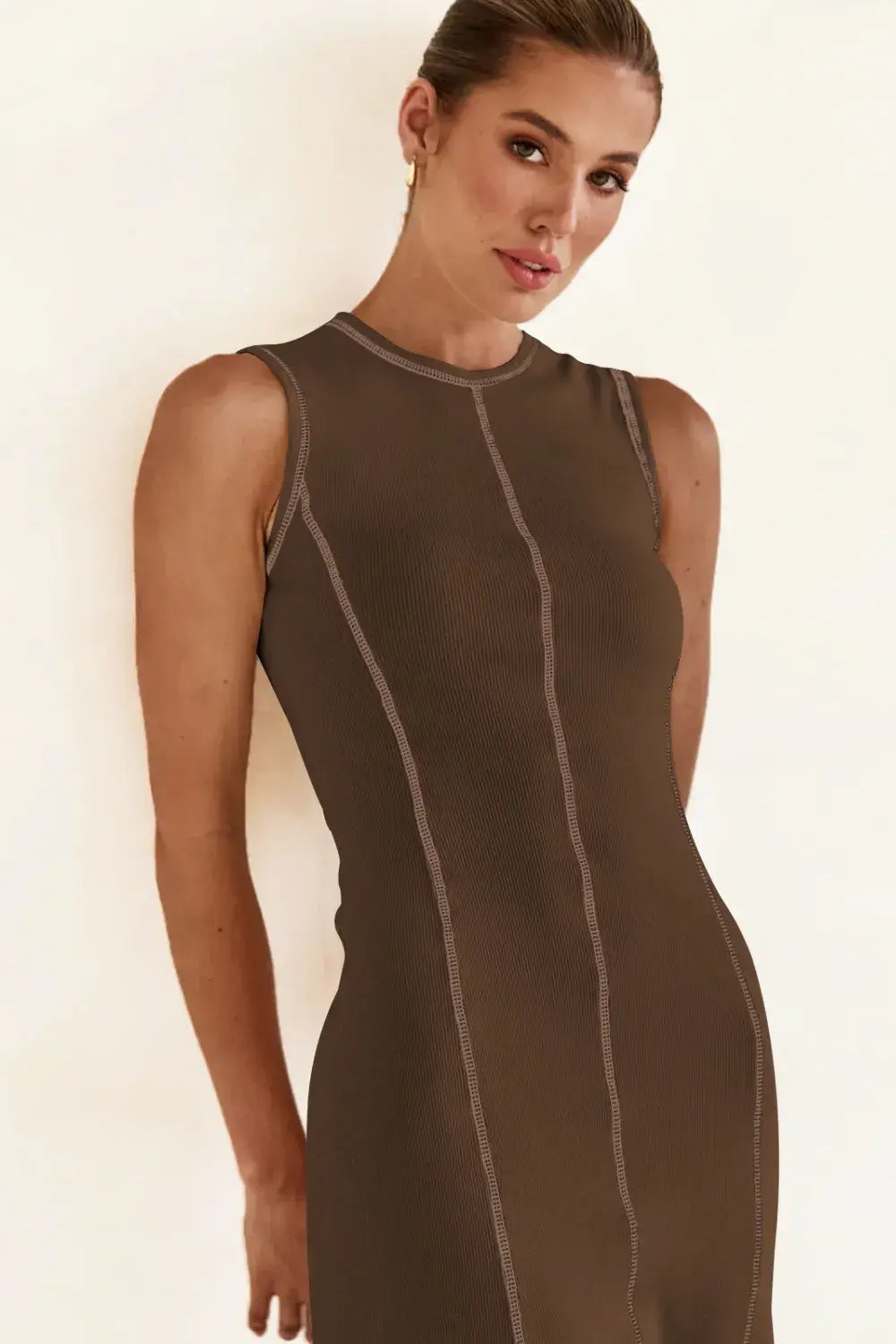 Contrast Stitching Maxi Tank Dress - Trendsi - Flyclothing LLC