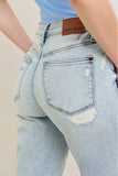 Judy Blue Full Size Mr Repair Stitch Detail Destroy Single Cuff Bf Jeans Plus Size - Trendsi - Flyclothing LLC