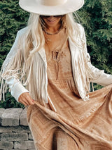 Fringe Open Front Cropped Jacket - Trendsi - Flyclothing LLC