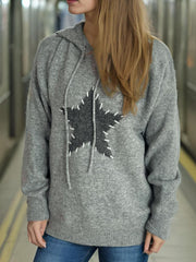 Drawstring Star Long Sleeve Hooded Sweater - Trendsi