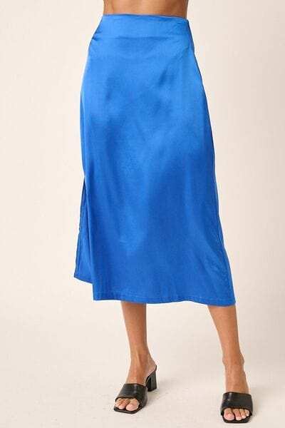 Mittoshop Side Slit Satin Midi Skirt - Trendsi - Flyclothing LLC