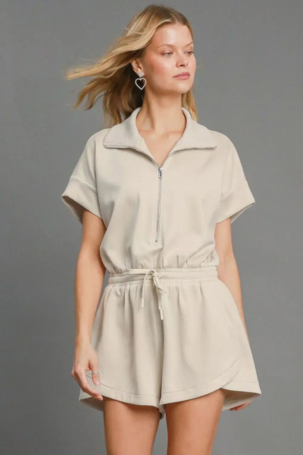 Umgee Full Size Half Sleeve Dolman Sleeved Romper Plus Size - Trendsi - Flyclothing LLC
