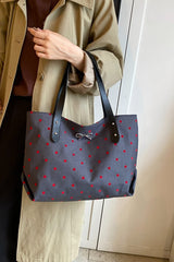 Polyester Bow Polka Dot Tote Bag - Trendsi