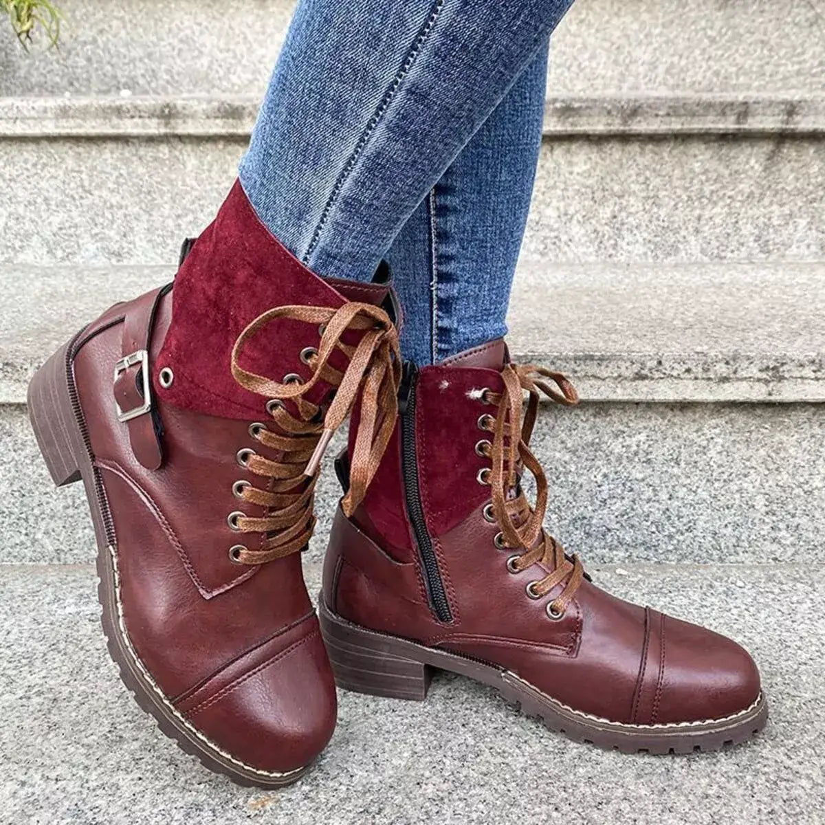 Lace-Up Block Heels Boots - Trendsi - Flyclothing LLC