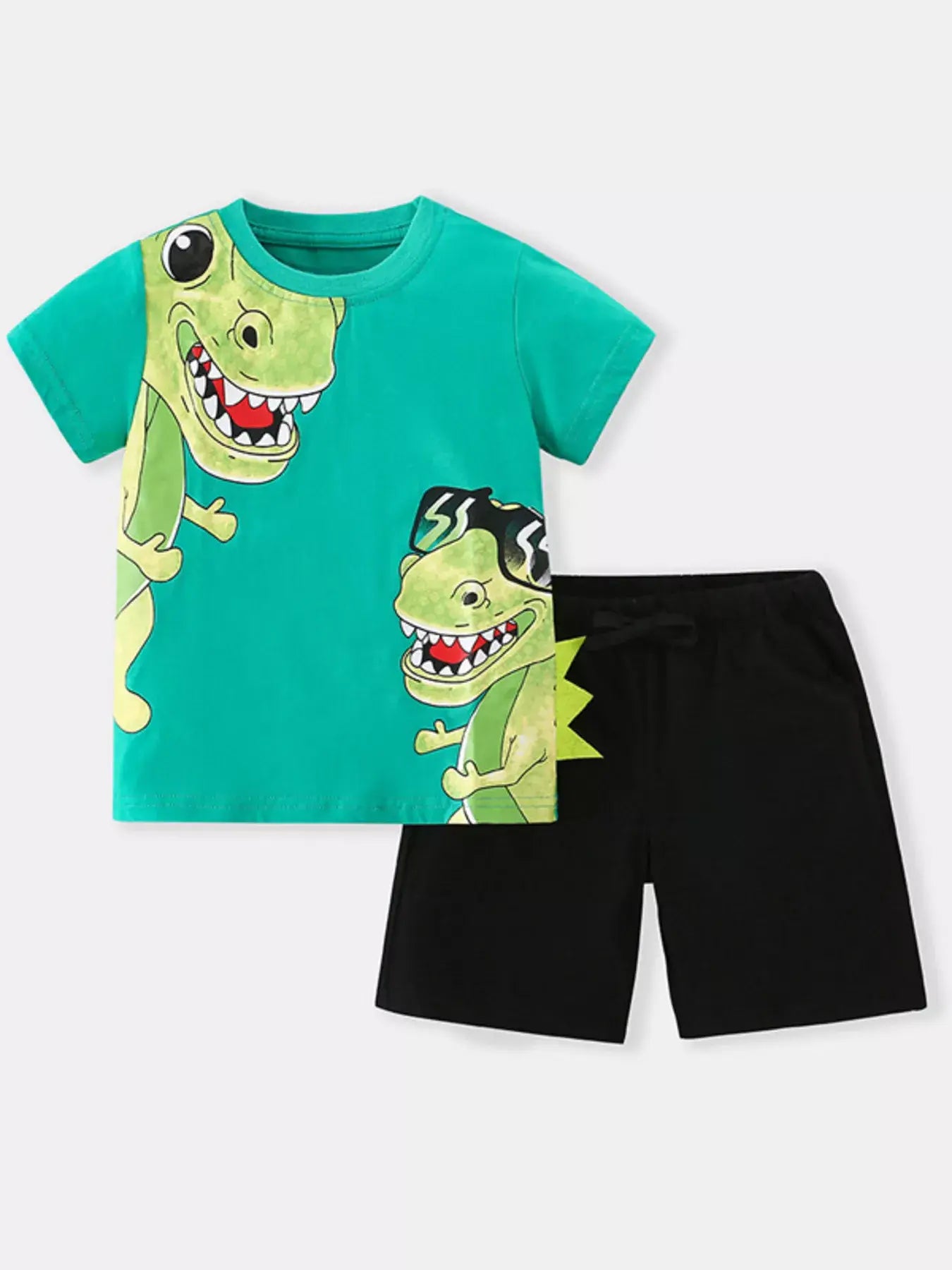 Children's Dinosaur Short Sleeve Tee & Shorts Set - Trendsi - Flyclothing LLC