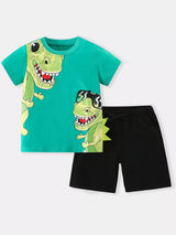 Children's Dinosaur Short Sleeve Tee & Shorts Set - Trendsi - Flyclothing LLC